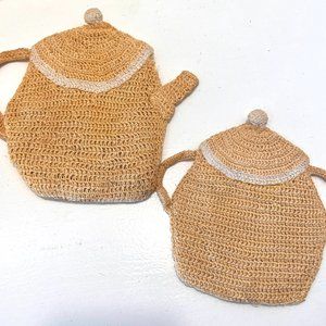 1950's Crochet Potholders - Handmade - Coffee Pot & Creamer